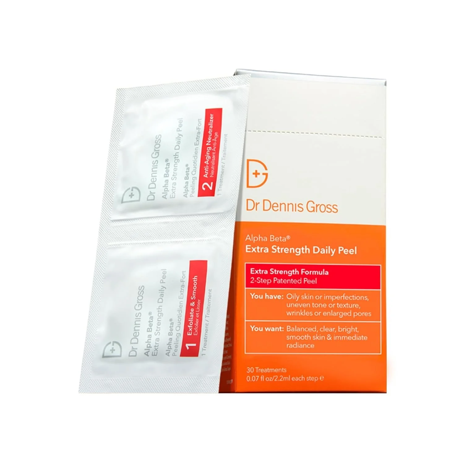 Dr. Dennis Gross Alpha Beta Extra Strength Daily Peel: for Oily Skin, Uneven Tone or Texture, Wrinkles or Enlarged Pores (30 Treatments)